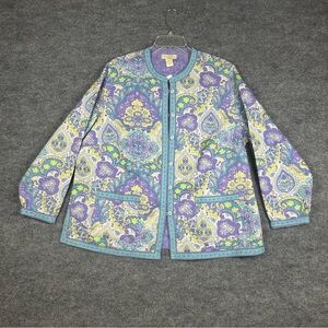 Appleseed's 1X NWT Reversible Quilted Paisley Jacket Purple Teal Plus